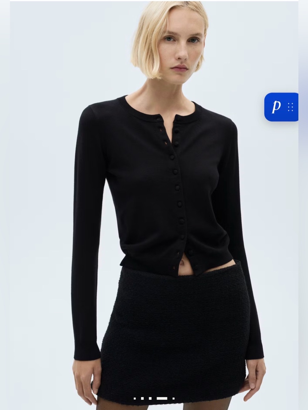MANGO Black Tweed Mini Skirt Wool Blend A-Line NWT Large
